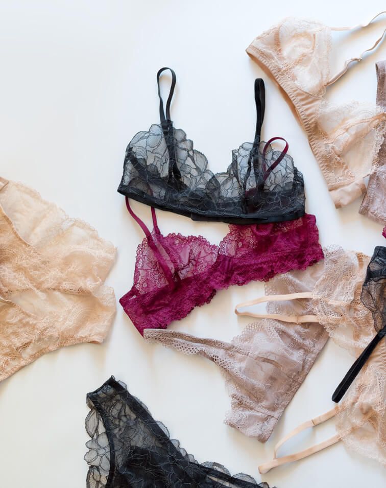 intimo seta reggiseno slip